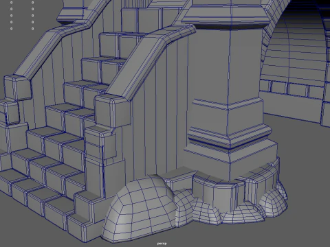 Medieval Bridge Cartoon 01 3D Model
