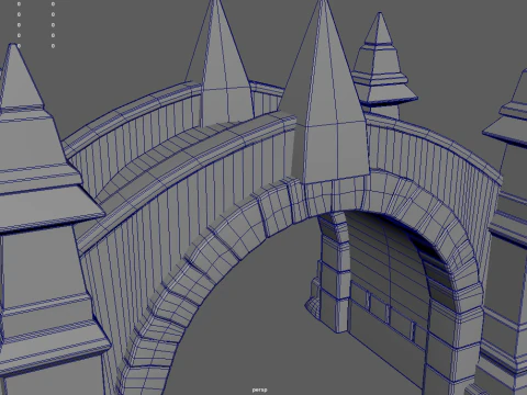 Medieval Bridge Cartoon 01 3D Model