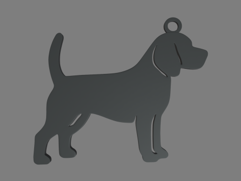 Beagle Key Ring Chain 01 3D Print Model