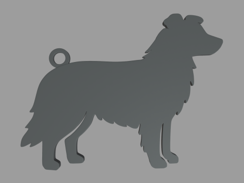 Border Collie Key Ring Chain 01 3D Print Model