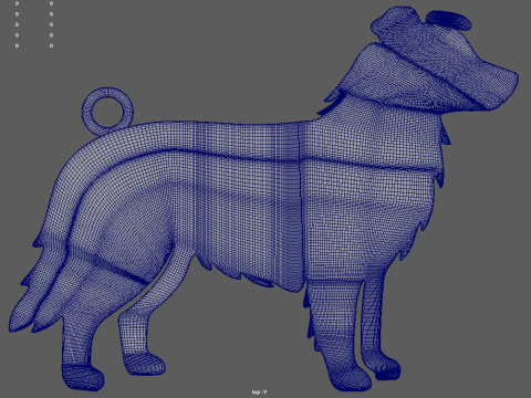 Border Collie Key Ring Chain 01 3D Print Model