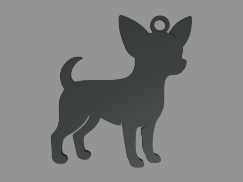 Chihuahua Key Ring Chain 01 3D Print Model