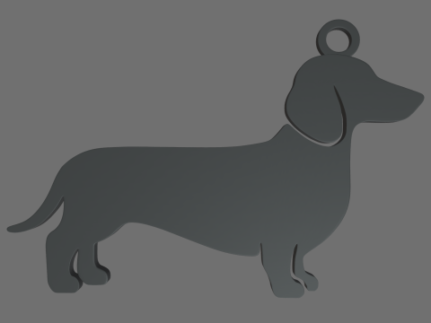 Dachshund Key Ring Chain 01 3D Print Model