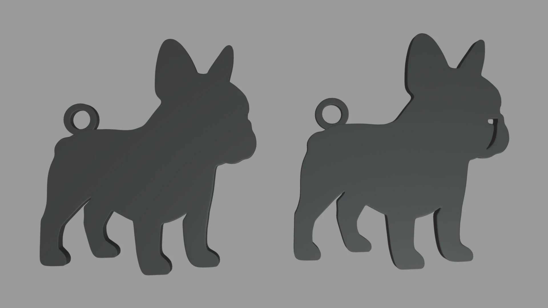 French Bulldog Key Ring Chain 01 3D Print Model .c4d .max .obj .3ds .fbx .stl .blend 