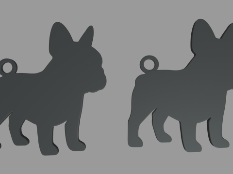 French Bulldog Key Ring Chain 01 3D Print Model