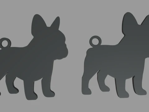 Portachiavi Bulldog francese 01 Modello di stampa 3D