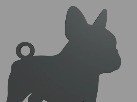 French Bulldog Key Ring Chain 01 3D Print Model