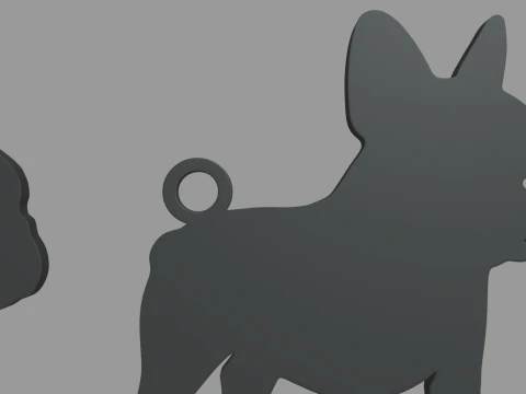 French Bulldog Key Ring Chain 01 3D Print Model