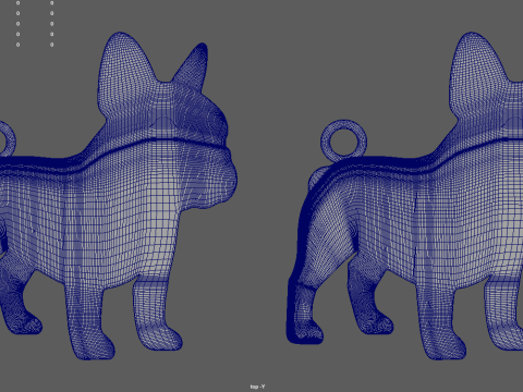French Bulldog Key Ring Chain 01 Modèles 3D en vedette