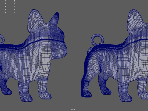 French Bulldog Key Ring Chain 01 3D Print Model