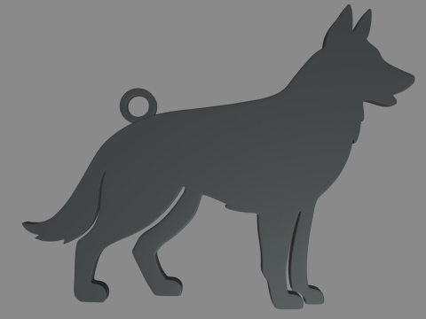German Shepherd Ring Chain 01 3D Print Model