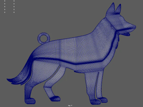 German Shepherd Ring Chain 01 3D Print Model