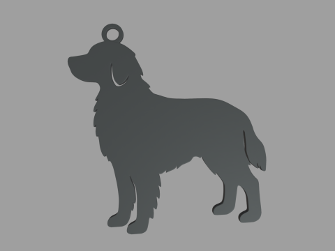 Golden Retriever Key Ring Chain 01 3D Print Model