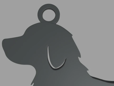 Golden Retriever Key Ring Chain 01 3D Print Model