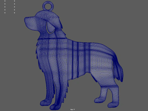 Golden Retriever Key Ring Chain 01 3D Print Model