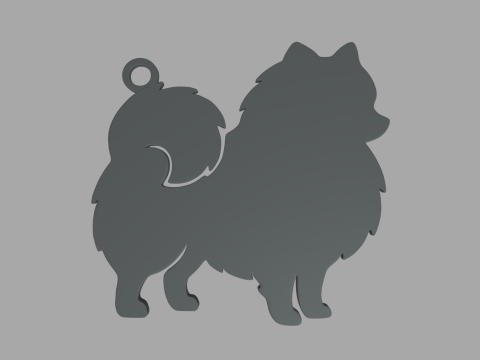 Pomeranian Key Ring Chain 01 3D Print Model