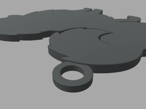 Pomeranian Key Ring Chain 01 3D Print Model