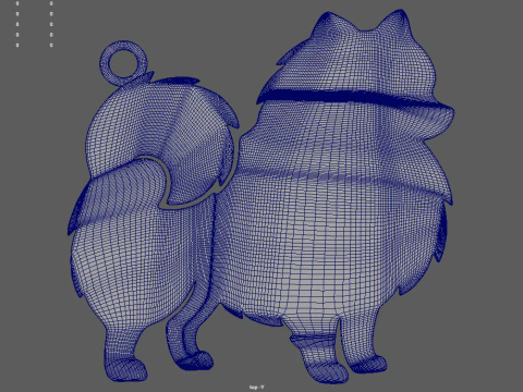 Pomeranian Key Ring Chain 01 3D Print Model