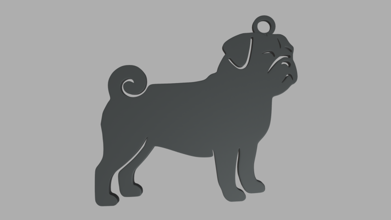 Pug Key Ring Chain 01 Model Cetak 3D .c4d .max .obj .3ds .fbx .stl .blend