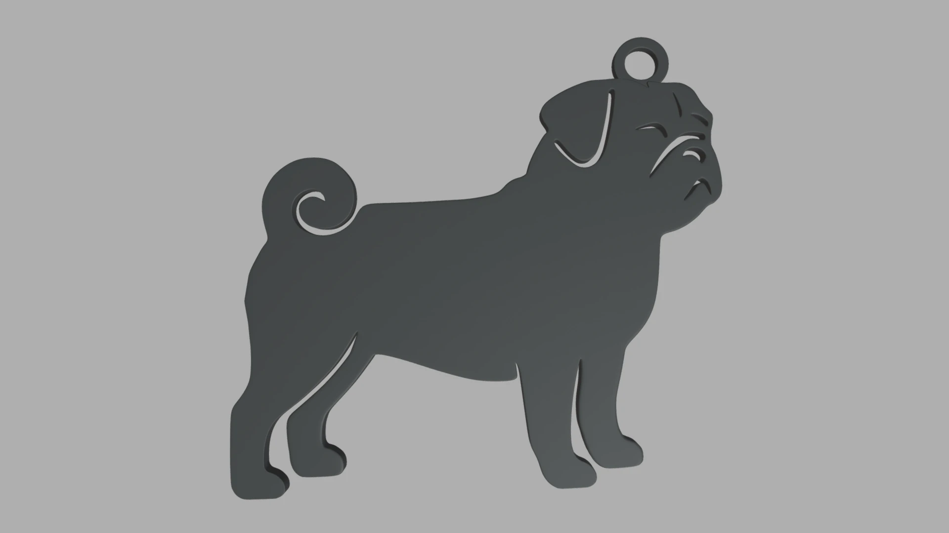 Pug Key Ring Chain 01 3D Print Model .c4d .max .obj .3ds .fbx .stl .blend 