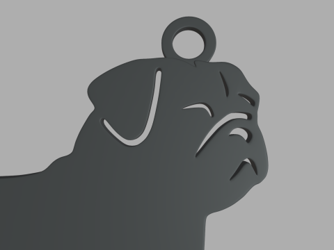 Pug Key Ring Chain 01 Model Cetak 3D