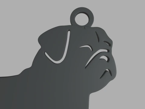 Pug Key Ring Chain 01 3D Print Model