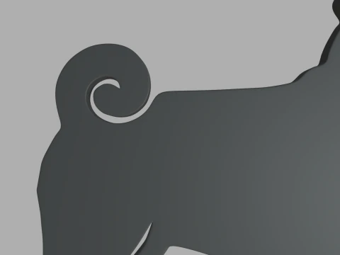 Pug Key Ring Chain 01 3D Print Model