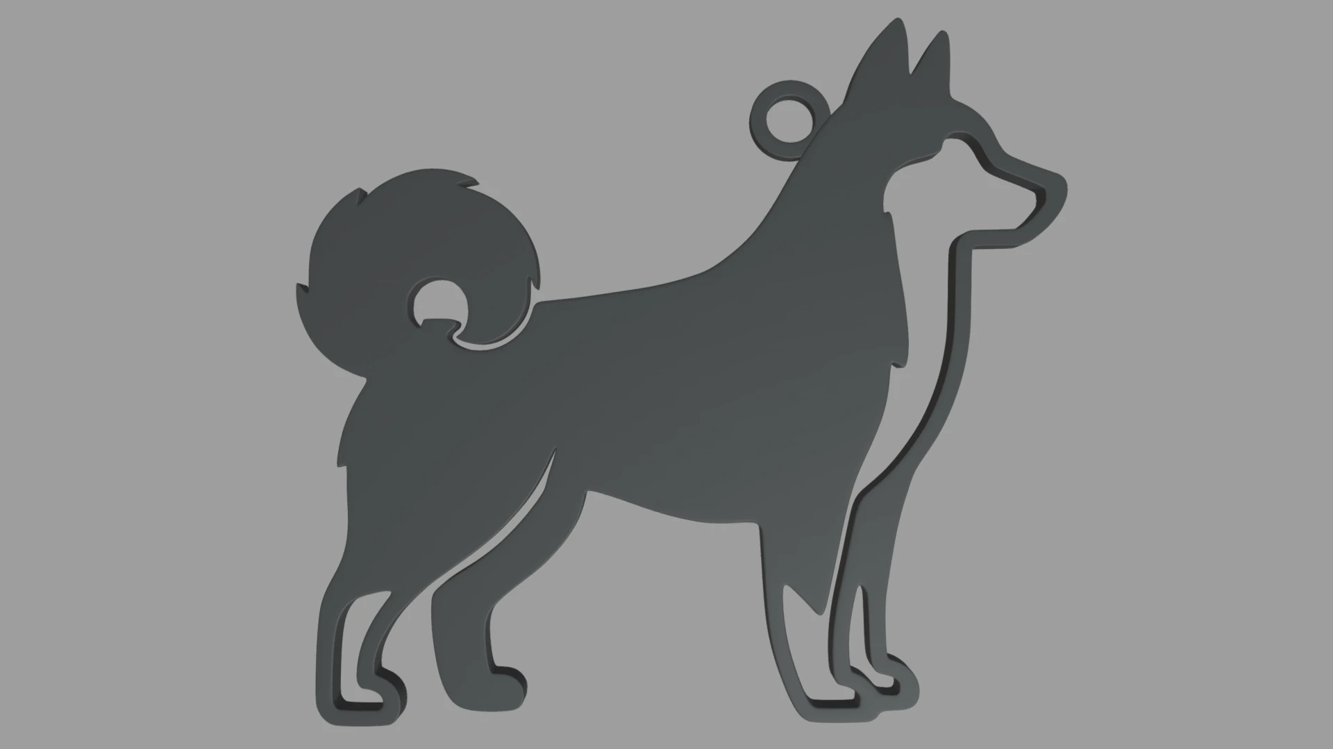 Siberian Husky Key Ring Chain 01 3D Print Model .c4d .max .obj .3ds .fbx .stl .blend