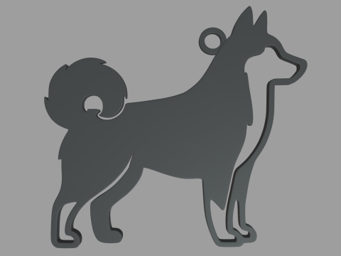 Siberian Husky Key Ring Chain 01 3D Print Model