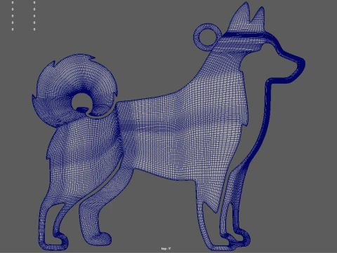 Siberian Husky Key Ring Chain 01 3D Print Model