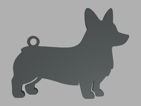 Welsh Corgi Key Ring Chain 01 3D Print Model