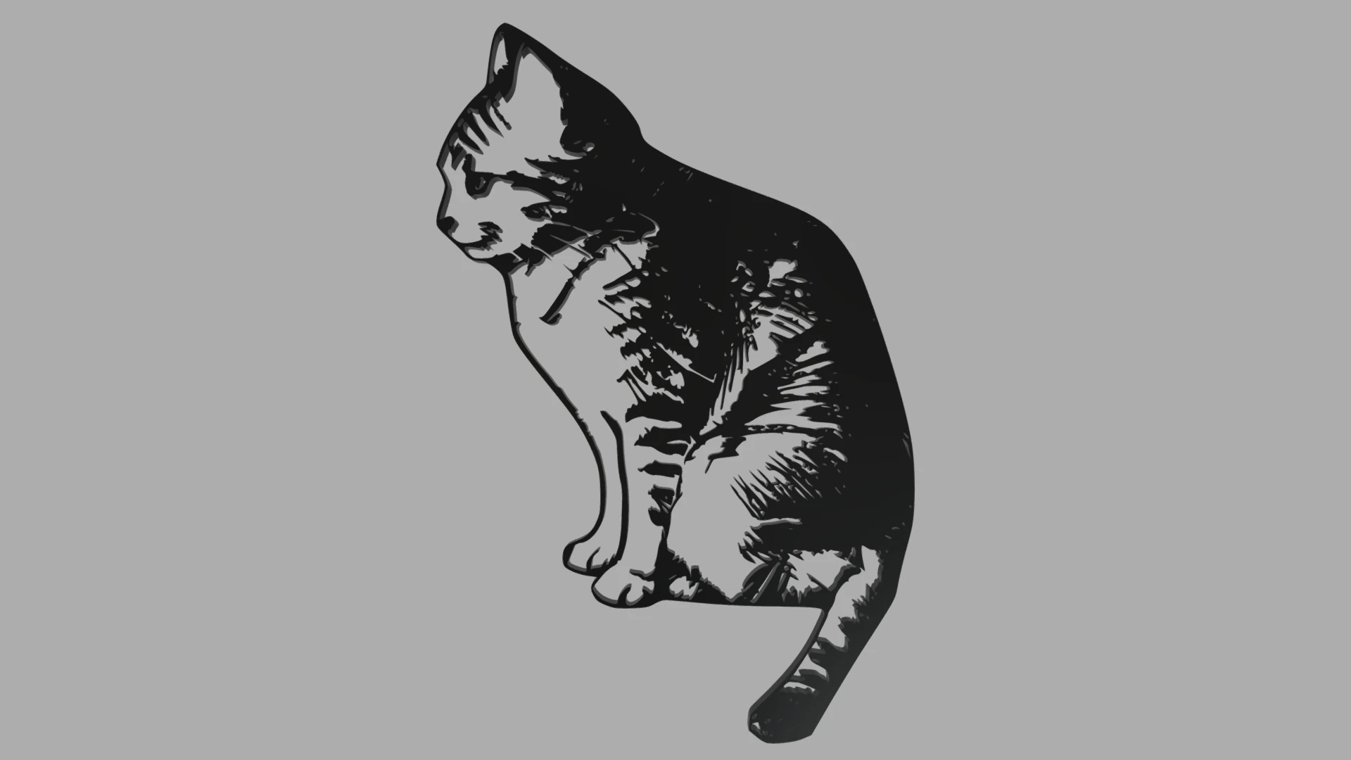 Cat 01 Silhouette 01 3D Print Model .c4d .max .obj .3ds .fbx .stl .blend 