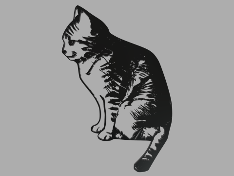 Cat 01 Silhouette 01 3D Baskı Modeli