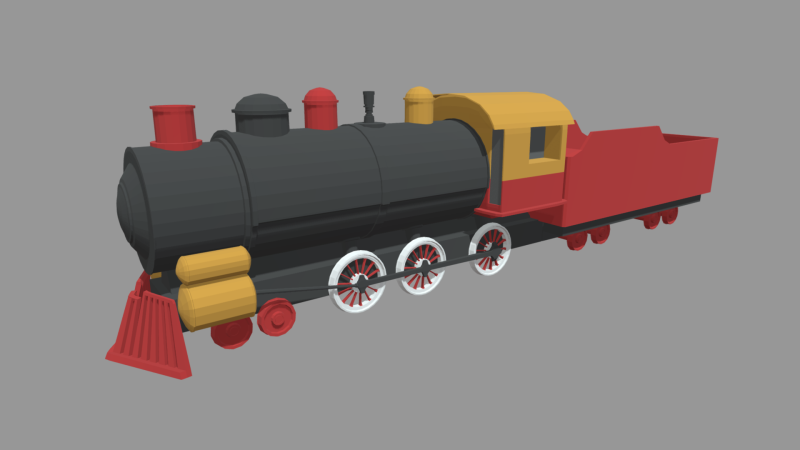 Low Poly Train 02 3D Modell .c4d .max .obj .3ds .fbx .stl .blend 