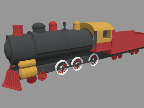 Low Poly Train 02 Model 3D