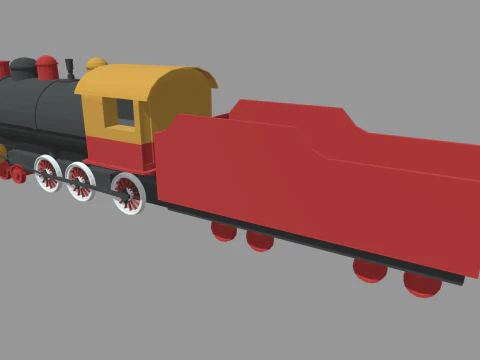 Low Poly Train 02 3D Model