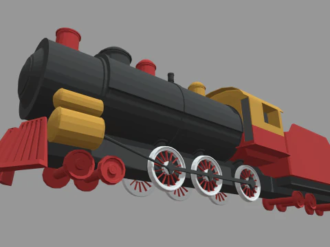 Low Poly Train 02 3D Model