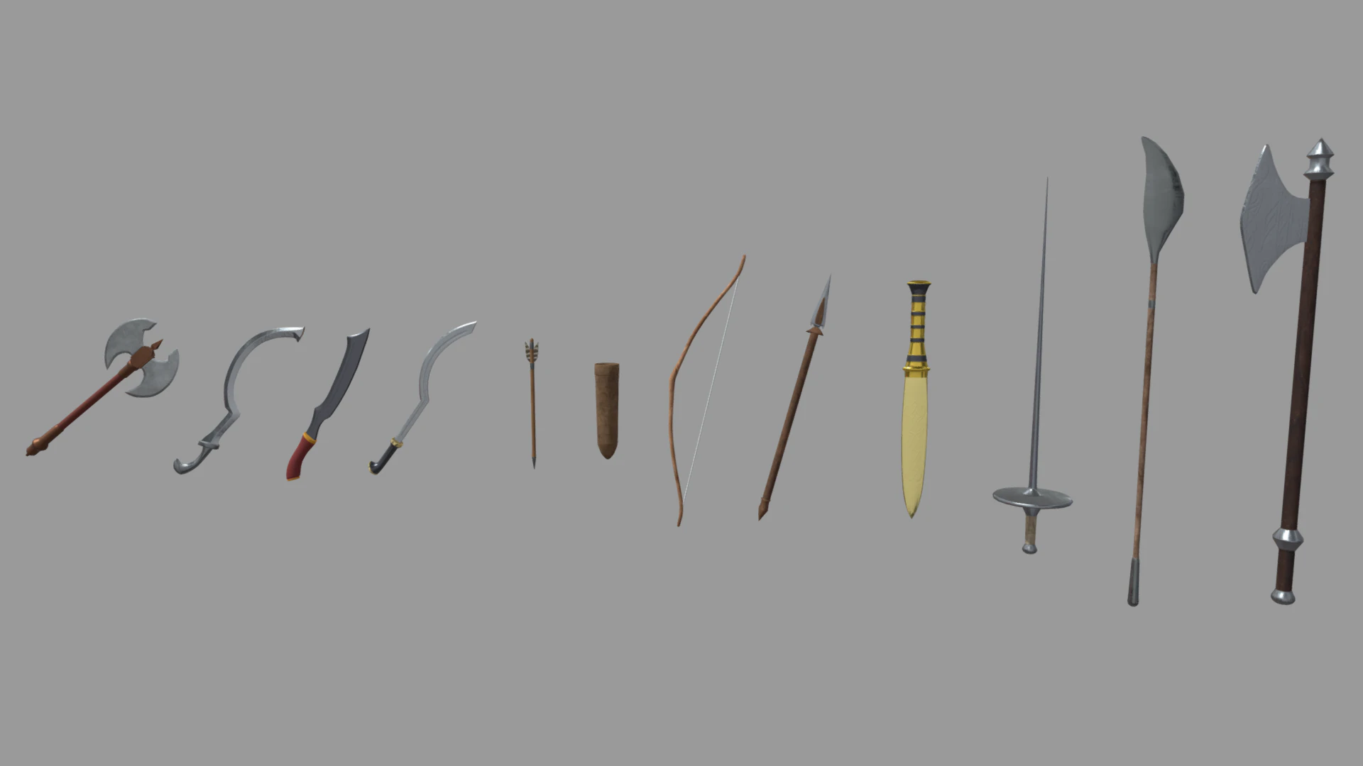 Old Weapons Pack 01 3D Model .c4d .max .obj .3ds .fbx .stl .blend 
