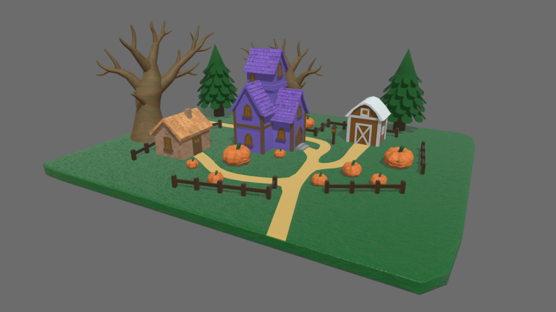 Halloween Scenary 01 3D 모델 .c4d .max .obj .3ds .fbx .stl .blend