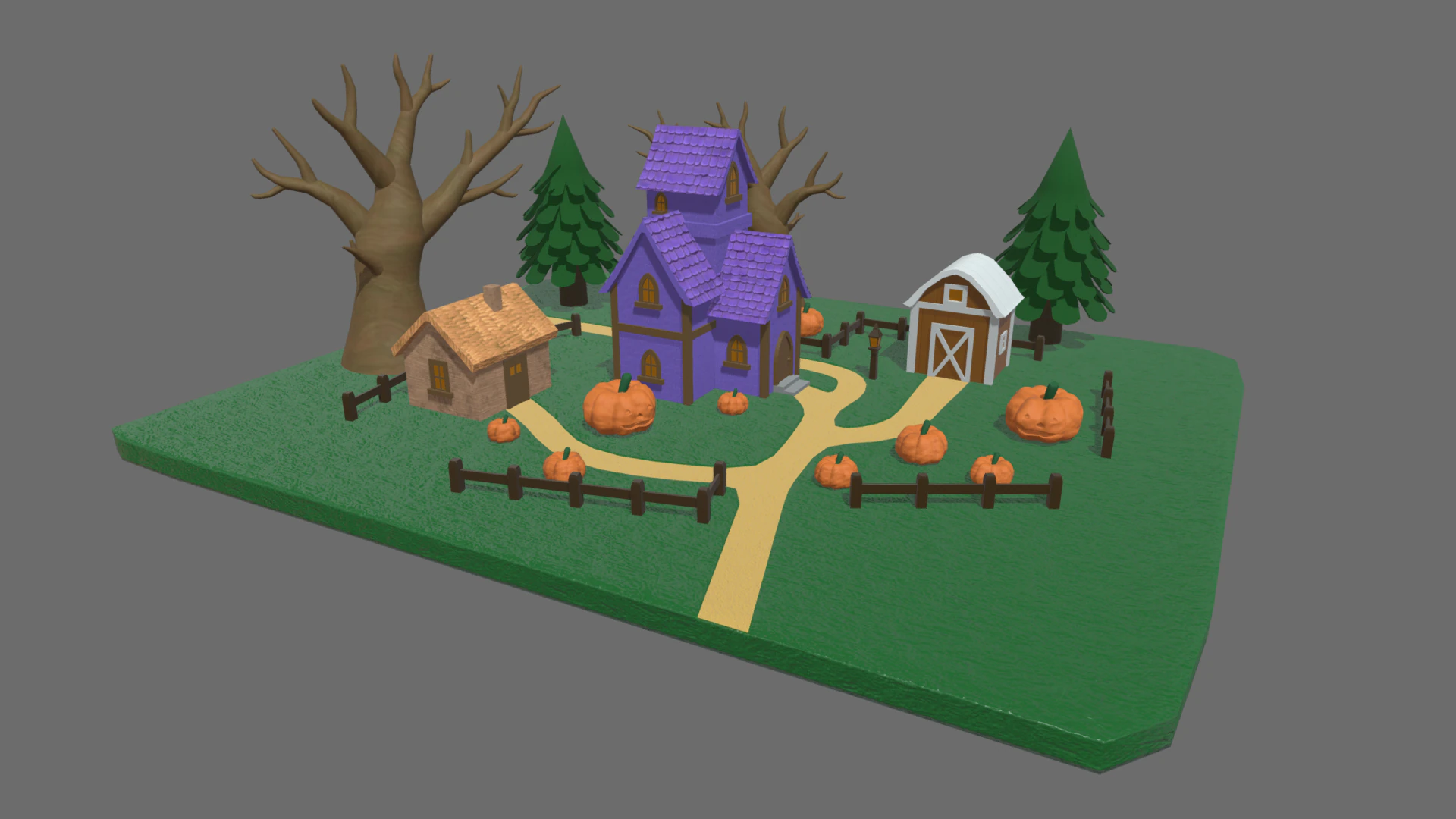 Halloween Scenary 01 3D Model .c4d .max .obj .3ds .fbx .stl .blend 