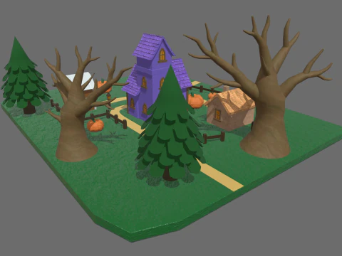 Halloween Scenary 01 3D Model