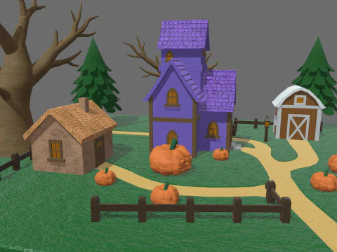 Halloween Scenary 01 3D Model