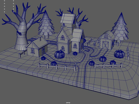 Halloween Scenary 01 3D Model