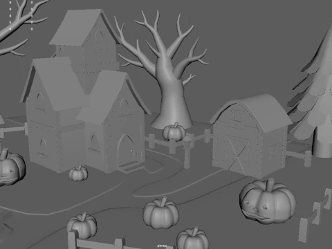 Halloween Scenary 01 3D Model