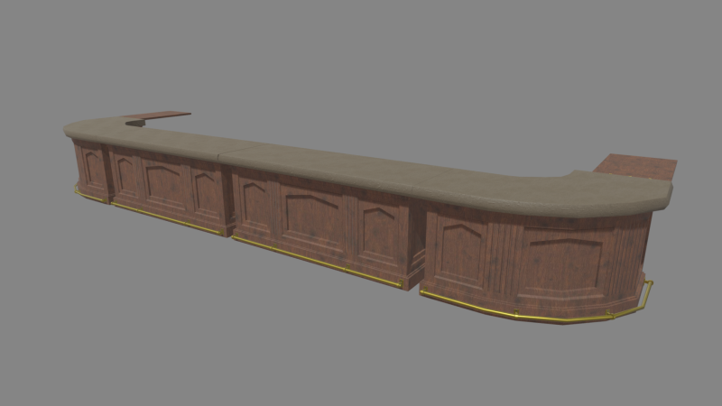 Vintage Bar Counter 3D Модель .c4d .max .obj .3ds .fbx .stl .blend