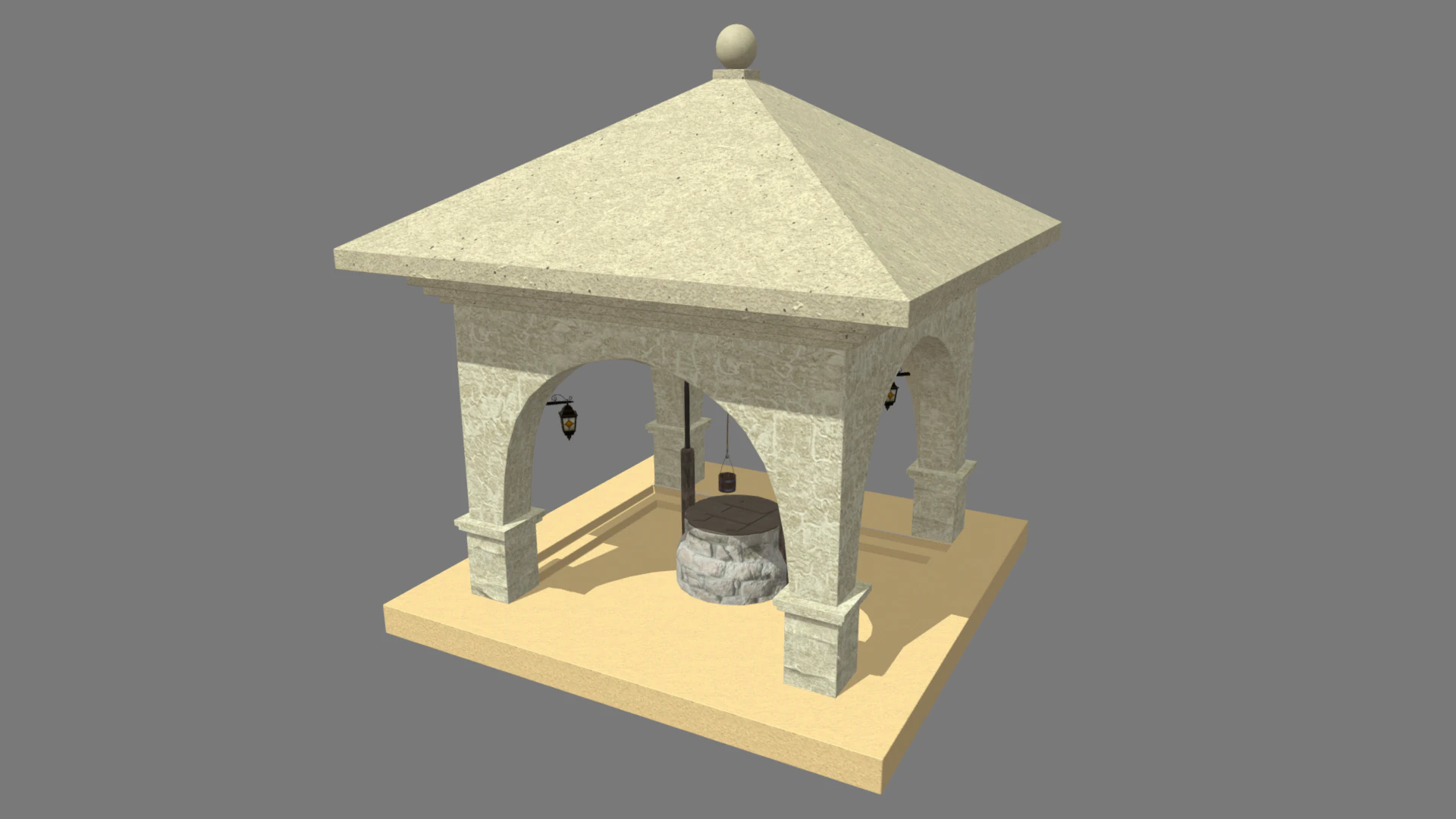 Water Well Structure 3D Model .c4d .max .obj .3ds .fbx .stl .blend