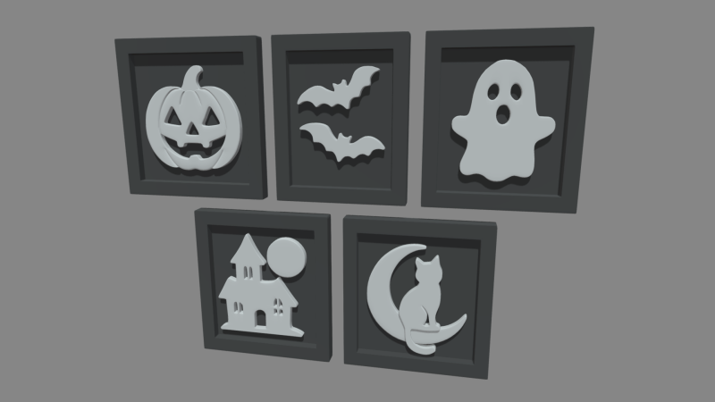 Halloween Pictures Frames 01 3D 模型 .c4d .max .obj .3ds .fbx .stl .blend 