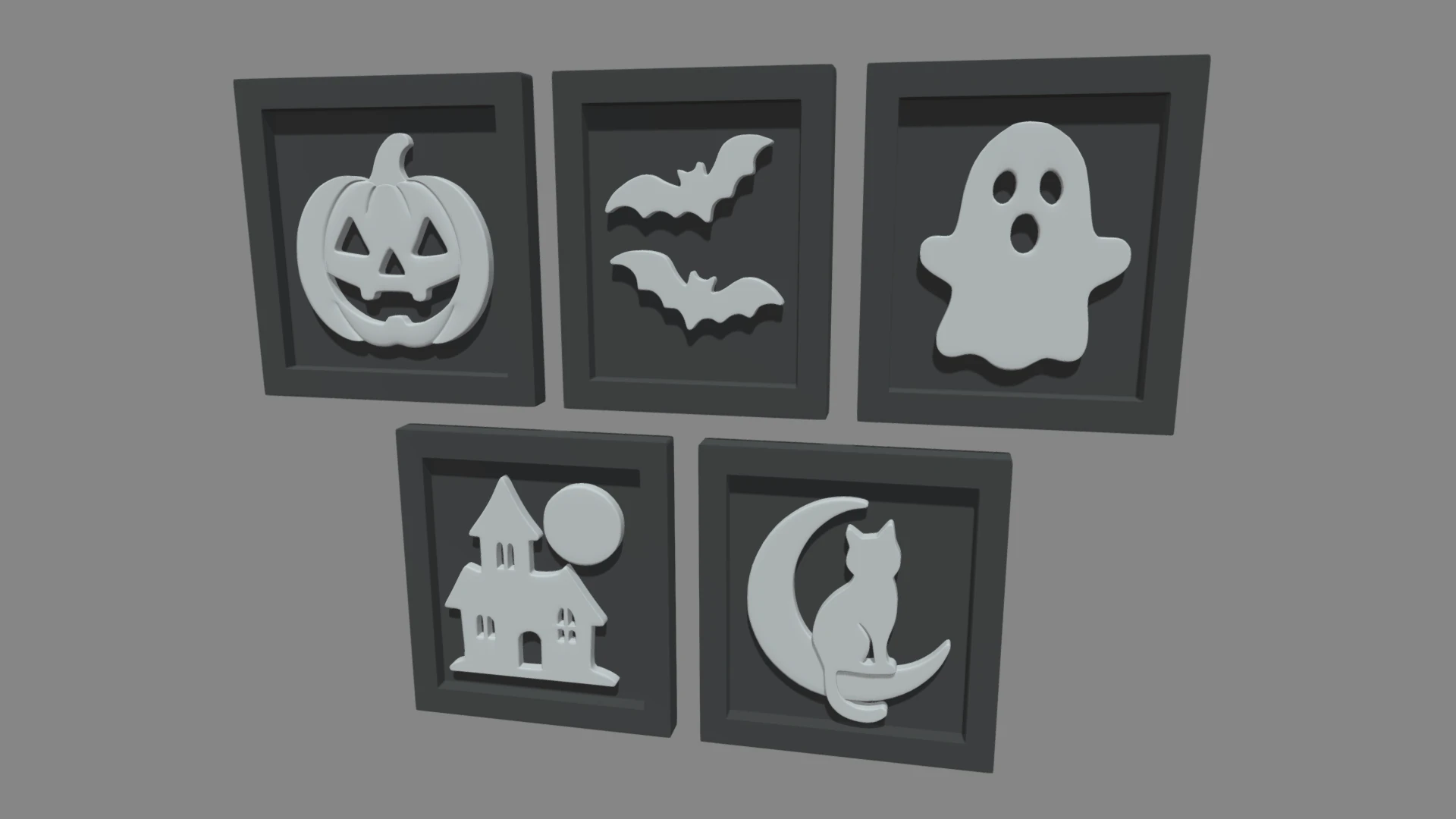 Halloween Pictures Frames 01 3D Model .c4d .max .obj .3ds .fbx .stl .blend