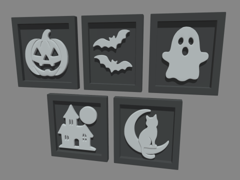 Halloween Pictures Frames 01 Modèle 3D