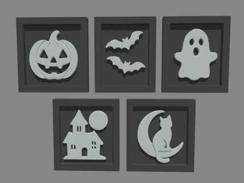 Halloween Pictures Frames 01 3D Model